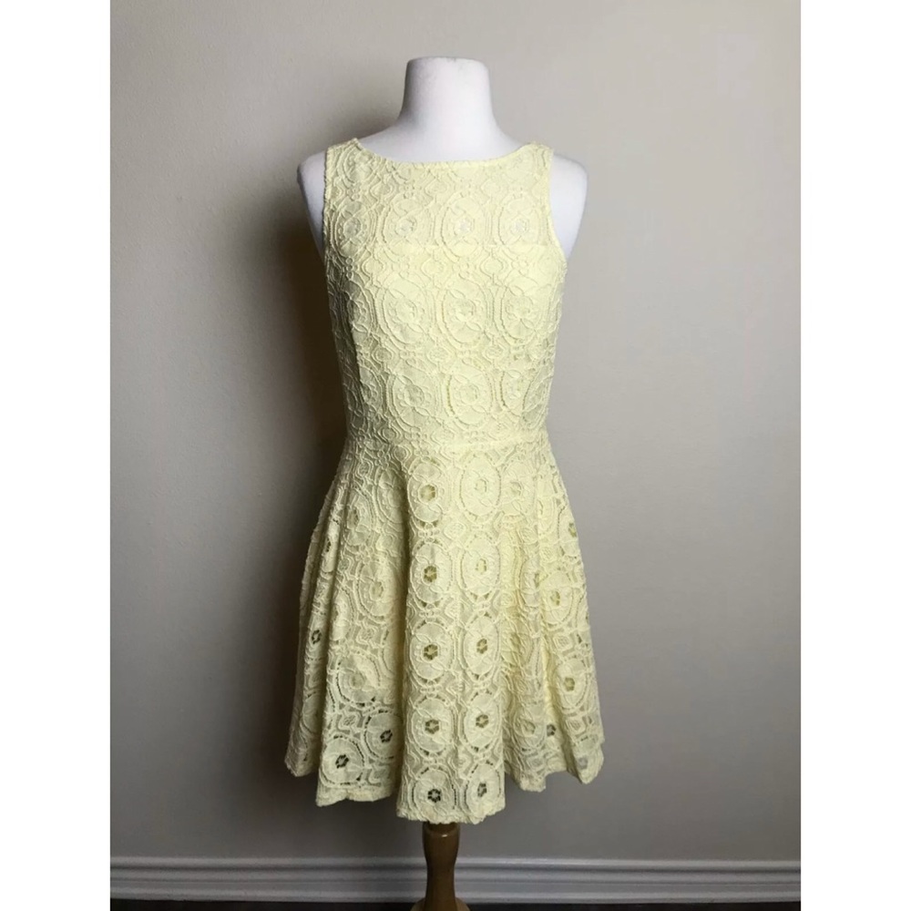 BB Dakota Renley Lace Fit & Flare Yellow Dress